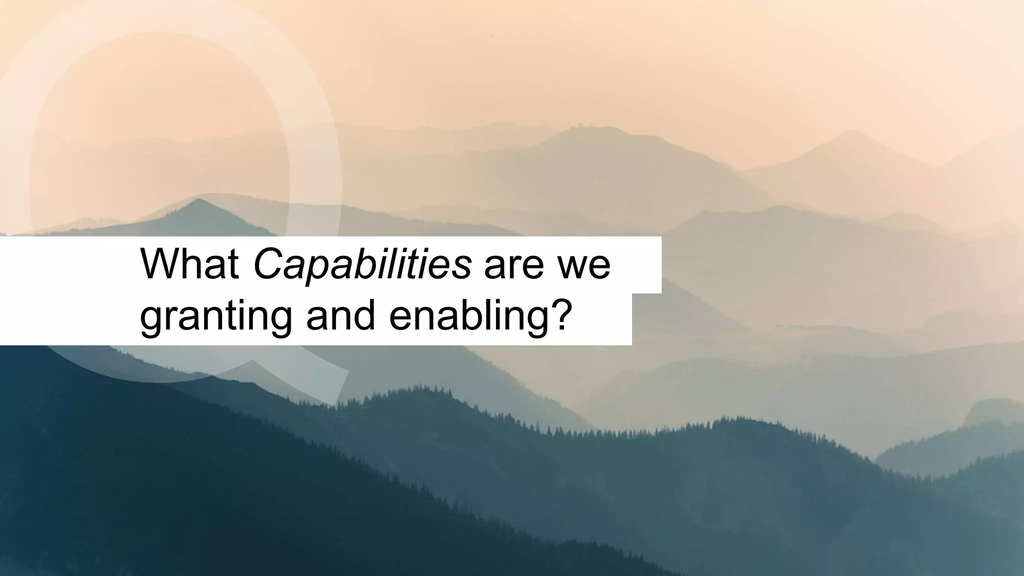What Capabilities are we
granting and enabling?
 