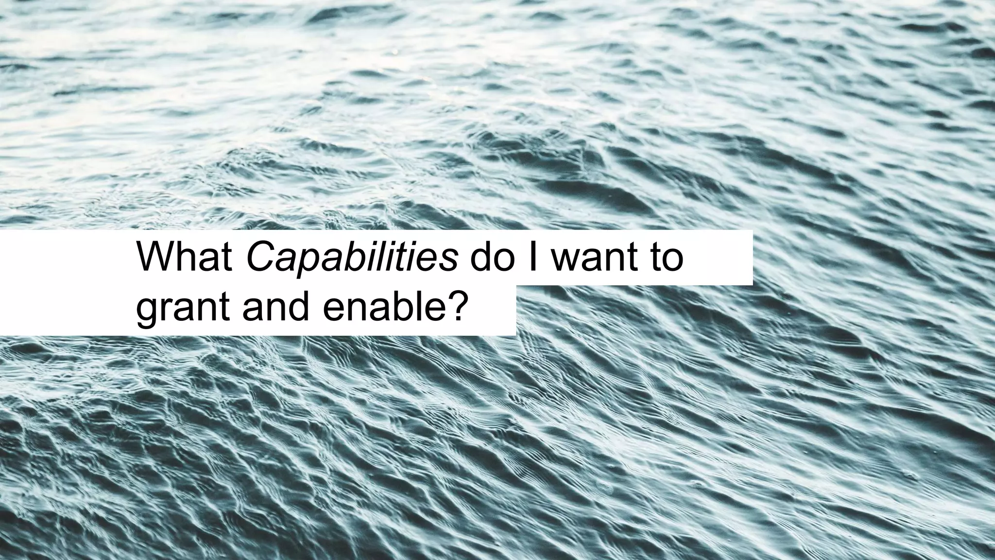What Capabilities do I want to
grant and enable?
 