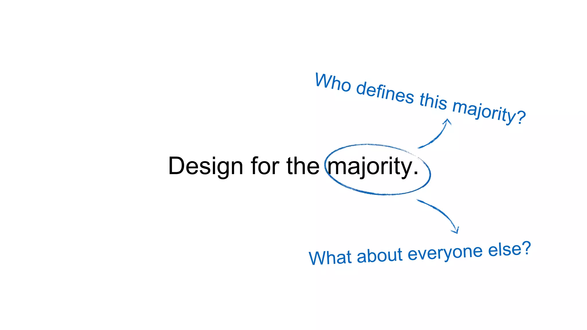 Design for the majority.
 