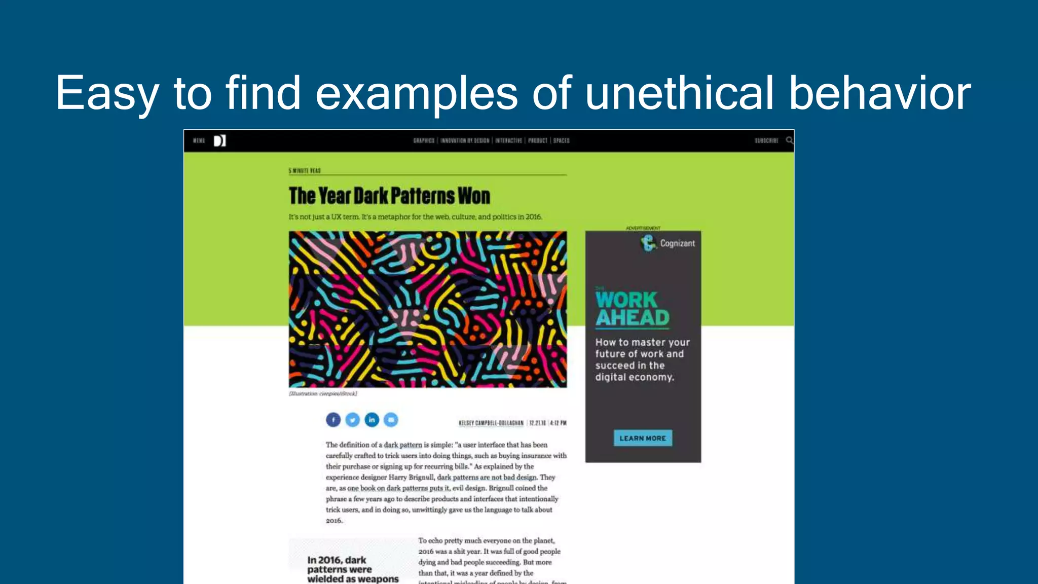 #AbstractionsCon @KarenBachmann @Carologic
Easy to find examples of unethical behavior
 