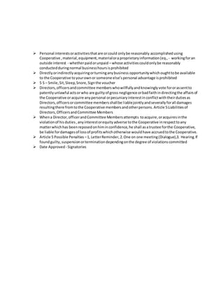 Ethics and conduct policy for cooperative | DOCX