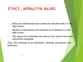 WORK ETHICS.
LEGAL/Professional/Moral.
WORK- Activity…Effort…Achieve…purpose.
Ethics- Science of morality.
Morality – Stan...