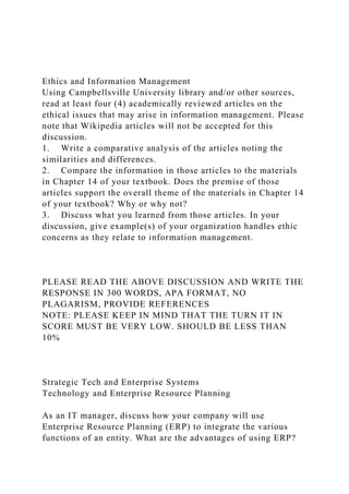 Ethics and Information Management Using Campbellsville Univers.docx