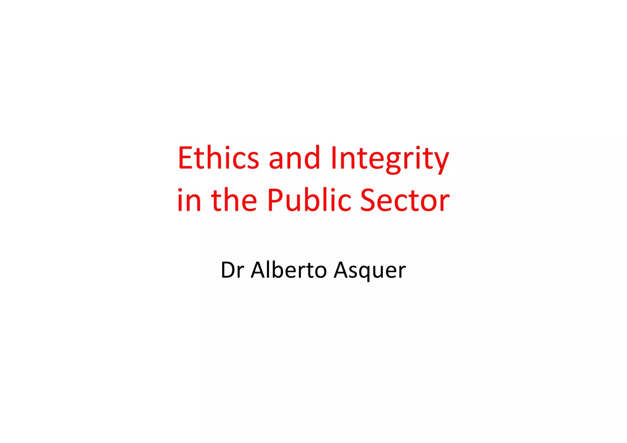 Ethics and integrity in the public sector | PDF