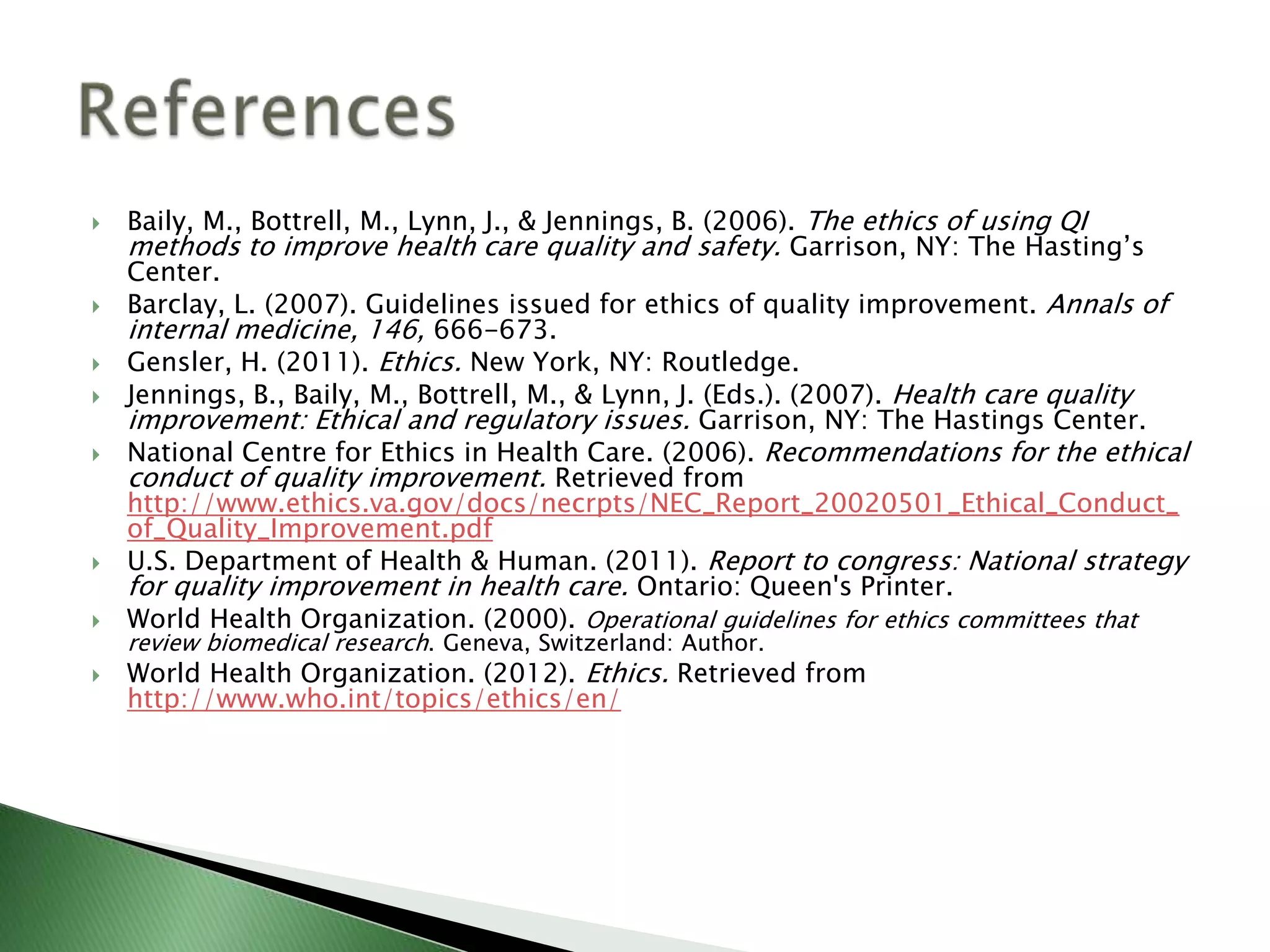 Ethics and quality improvement | PPTX