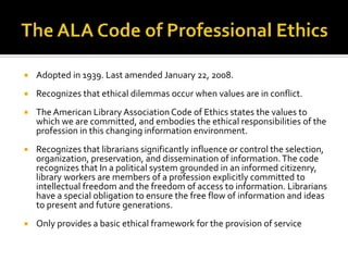 Ethics and the librarian | PDF