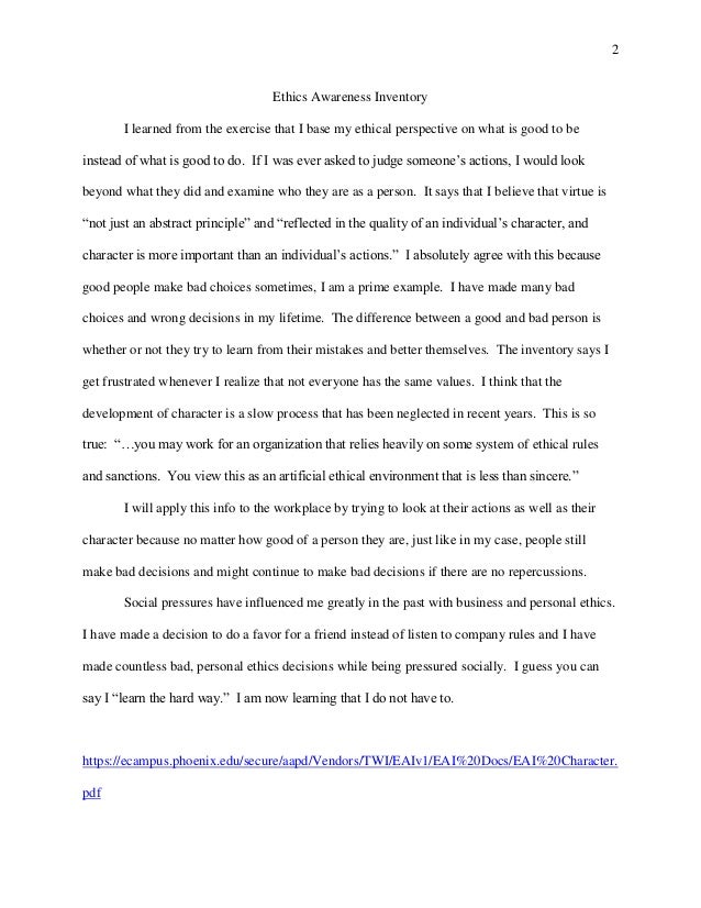 ethics awareness inventory