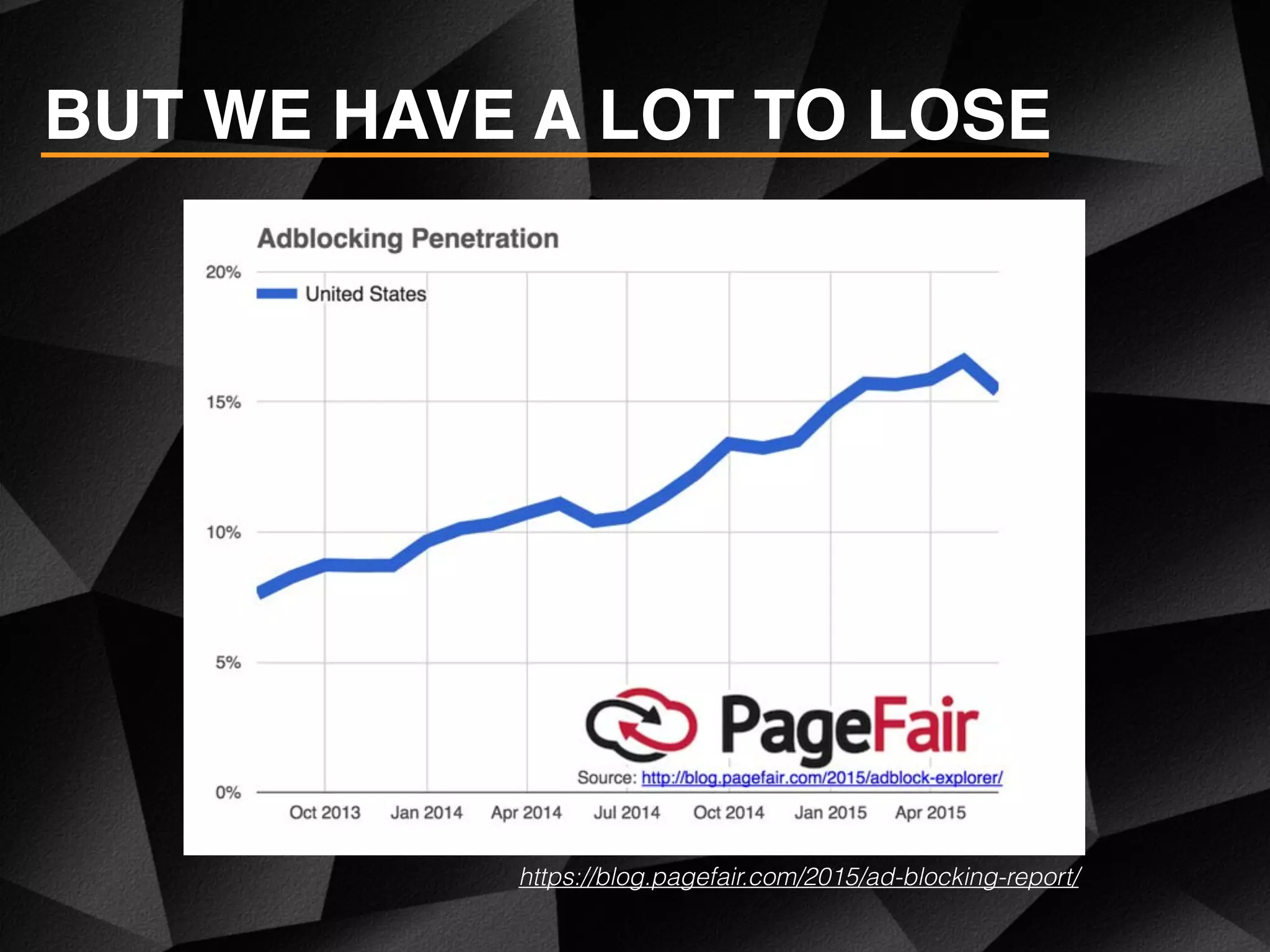 https://blog.pagefair.com/2015/ad-blocking-report/
BUT WE HAVE A LOT TO LOSE
 