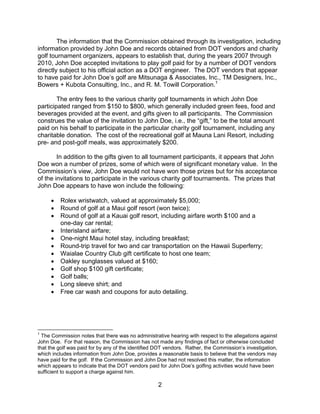  
 

The information that the Commission obtained through its investigation, including
information provided by John Doe an...