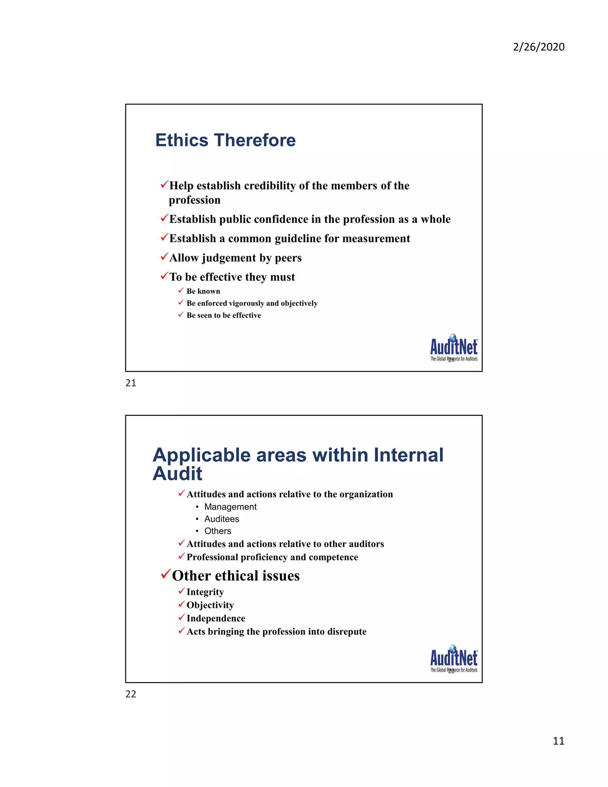 Ethics for internal auditors | PDF