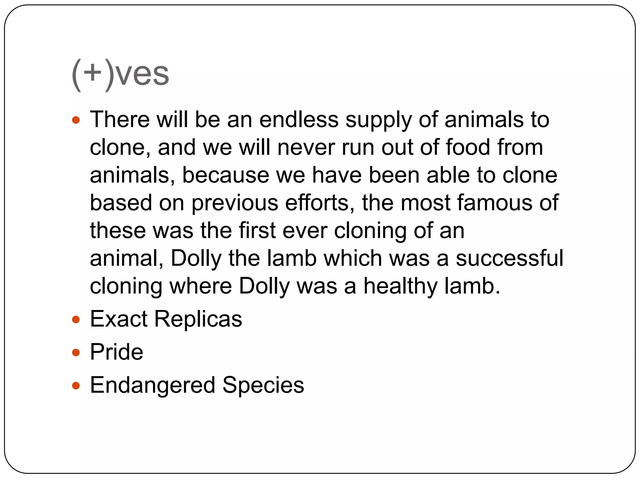 Ethics in animal cloning | PPTX