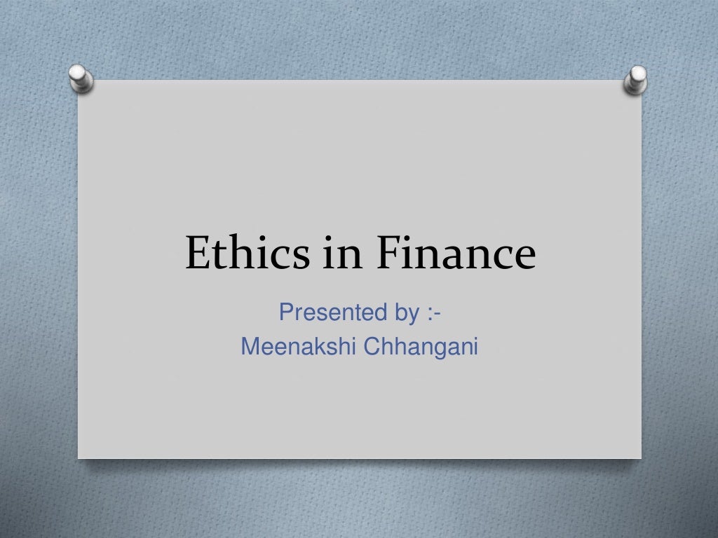 Ethics in finance
