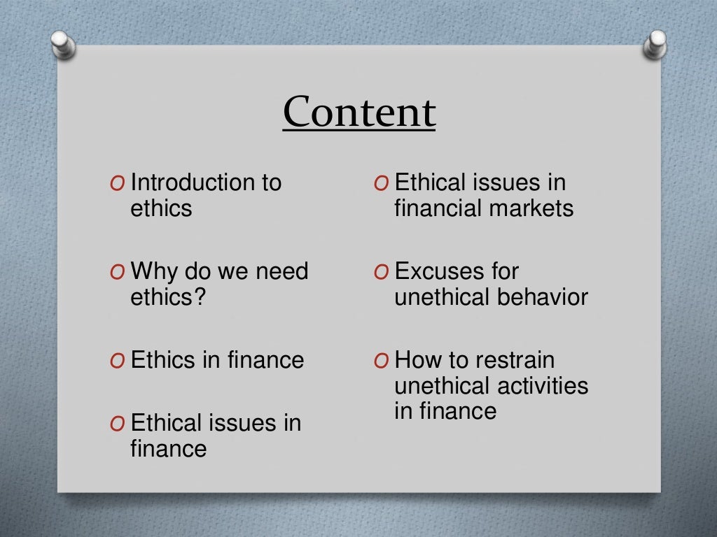 Ethics in finance