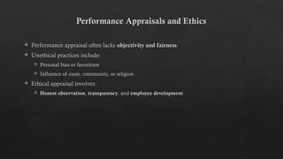 Ethics In Performance Management ETHICS IN Human Resource Management (HRM) | PPTX