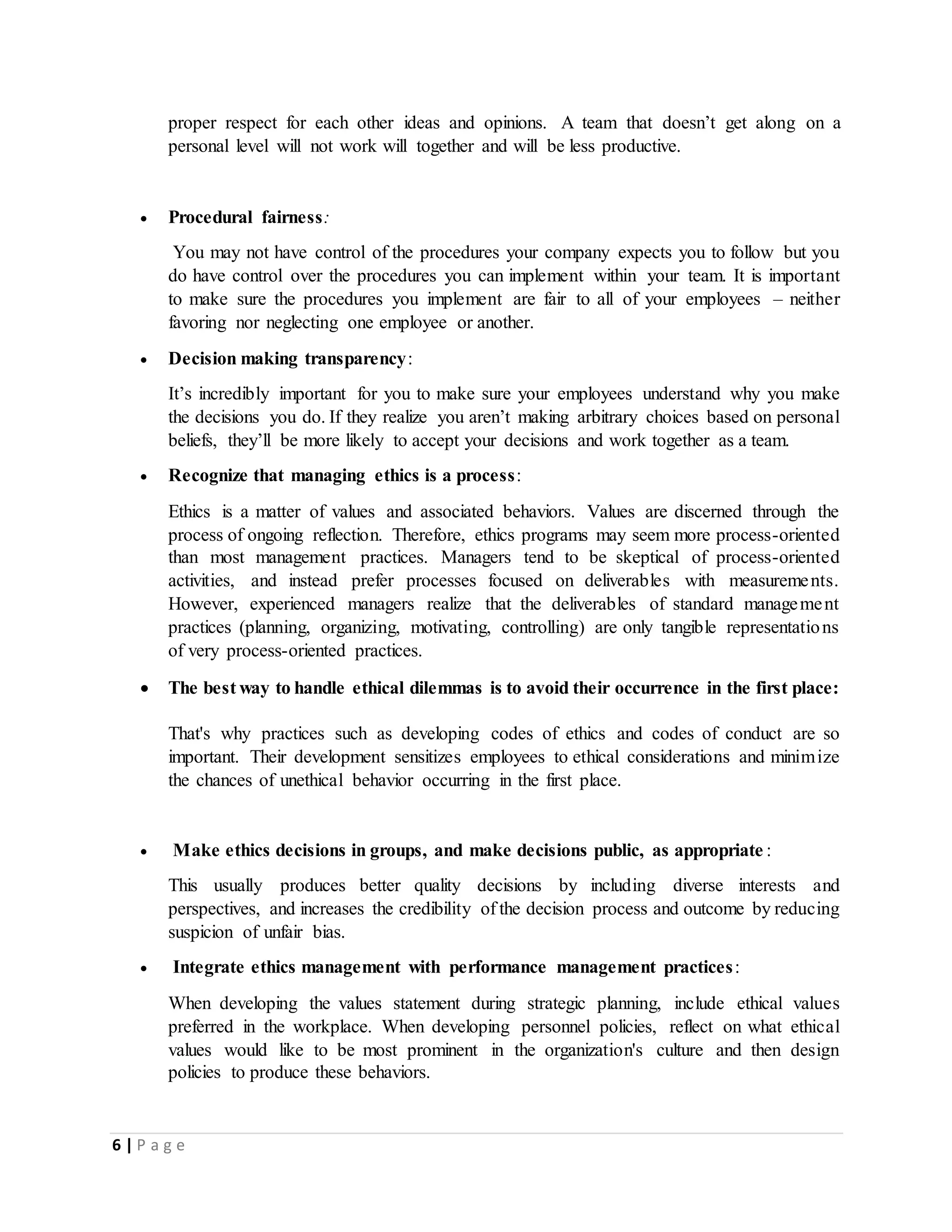 Ethics in performance management | DOCX