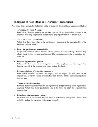Ethics In Performance Management Ethics in performance management | DOCX
