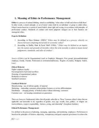 Ethics in performance management | DOCX