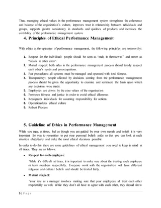 Ethics In Performance Management Ethics in performance management | DOCX