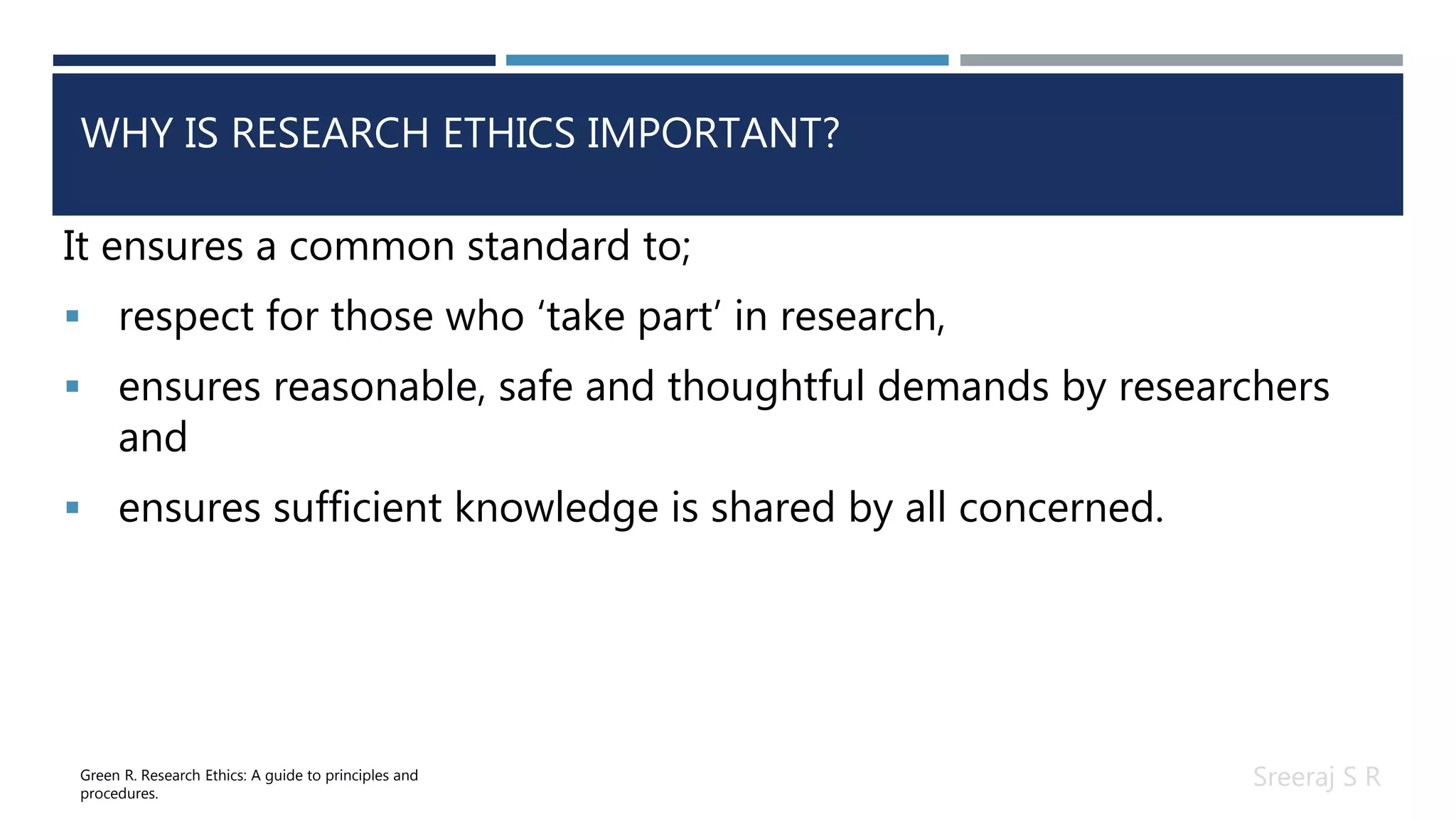 Ethics in research srs | PPTX
