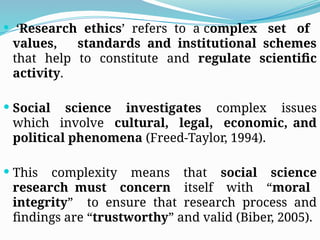 Ethics and moral judgement in Social Science Research | PPTX
