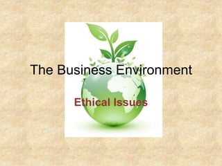 The Business Environment

      Ethical Issues
 