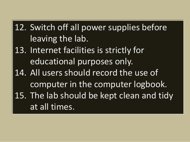 Computer Lab Management and Ethics in Using Computer