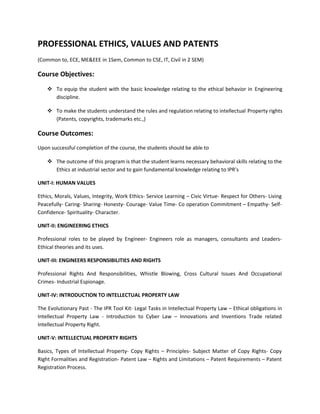 Obgitives Ipr Ethics & IPRs | DOC