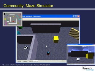 Community: Maze Simulator




* B. Axelrod, T. Taylor, http://channel9.msdn.com/ShowPost.aspx?PostID=226071
 