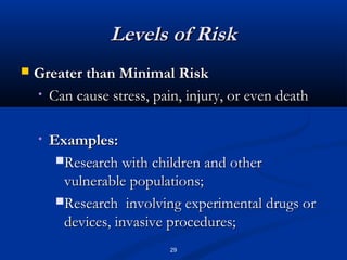Minimal Risk Research Ethics of nursing research 29.1.19