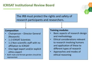 ICRISAT Global Planning Meeting 2019: Research Involving Humans by Michael Hauser