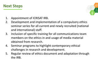 ICRISAT Global Planning Meeting 2019: Research Involving Humans by Michael Hauser