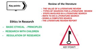 Ethics & Review of the Literature in Research . | PDF