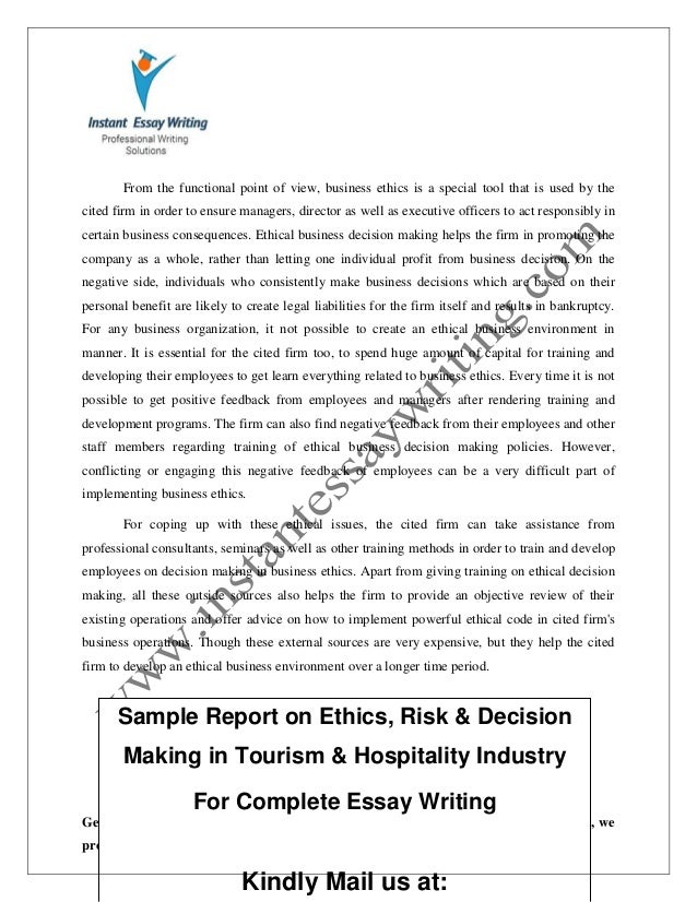 business ethics essay essay report