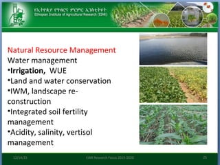 Research focus of Ethiopian Institute of Agricultural Research (EIAR)