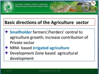 Research focus of Ethiopian Institute of Agricultural Research (EIAR)