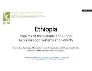 Ethiopia: Impacts of the Ukraine and Global Crisis on Food Systems and Poverty: Updated 2022-07-22