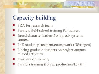 ILRI-BMZ Project on Improving the Livelihoods of Poor Livestock-keepers in Africa through Community-Based Management of Indigenous Farm Animal Genetic Resources: Country report Ethiopia: Oct 2004-Sept 2005 