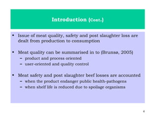Reduction of post-slaughter beef loss and application of HACCP in meat processing centres in Ethiopia