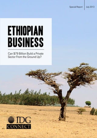 ETHIOPIAN BUSINESS
Can $79 billion build a private sector from the ground up?
Special Report July 2013
ETHIOPIAN
BUSINESS
Can $79 Billion Build a Private
Sector From the Ground Up?
July 2013Special Report
 