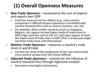 Openness Measure Ethiopian exports growth characteristics, dynamics and survival berihu ...