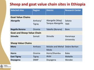 Improving the performance of pro-poor value chains of sheep and goats for enhanced livelihood, food and nutrition security in Ethiopia: Introduction to the new IFAD Project