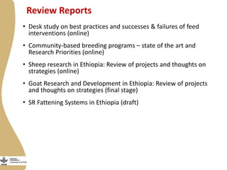 Update on the Ethiopia sheep and goats value chain development project