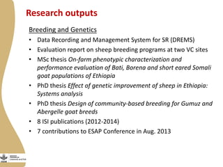 Update on the Ethiopia sheep and goats value chain development project