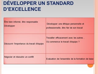 DÉVELOPPER UN STANDARD
D’EXCELLENCE
 