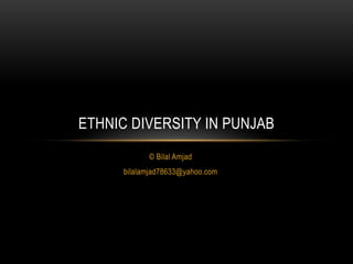 ETHNIC DIVERSITY IN PUNJAB
            © Bilal Amjad
      bilalamjad78633@yahoo.com
 