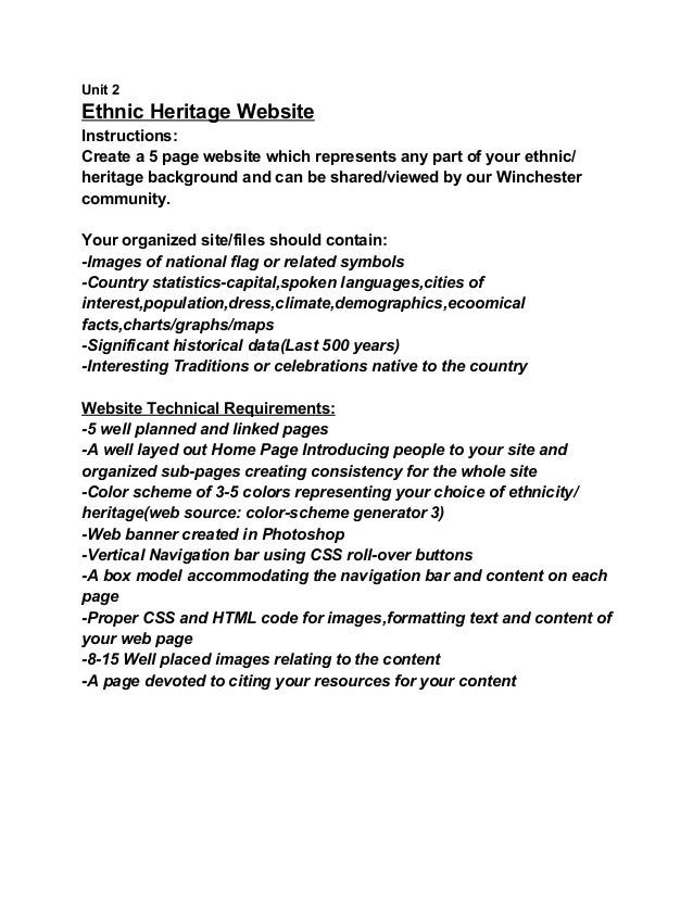 Ethnic heritagerequirements