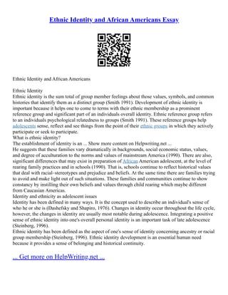 Ethnic Racial Identity | PDF