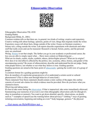 Ethnographic Interview | PDF