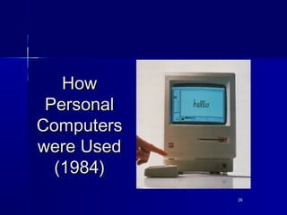 2626
HowHow
PersonalPersonal
ComputersComputers
were Usedwere Used
(1984)(1984)
 
