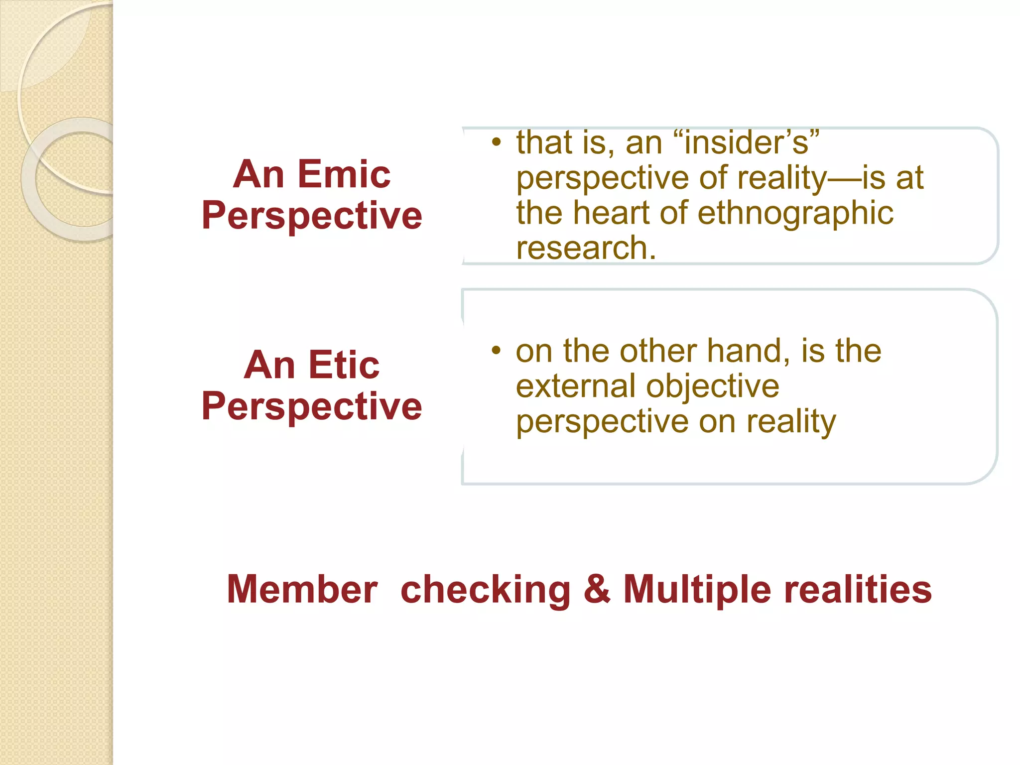 Etic Example Ethnographic research | PPTX